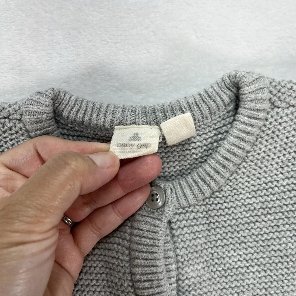 Baby Gap First Favorites Knit‎ Cardigan Sweater Baby Girl 6-12m Gray Cotton Fall